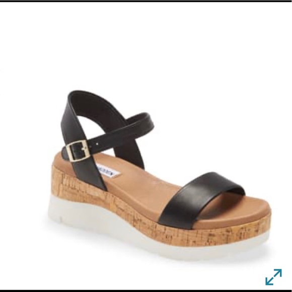 NWT Steve Madden sandals+Rosita Black Leather platform+7.5 - Picture 2 of 9